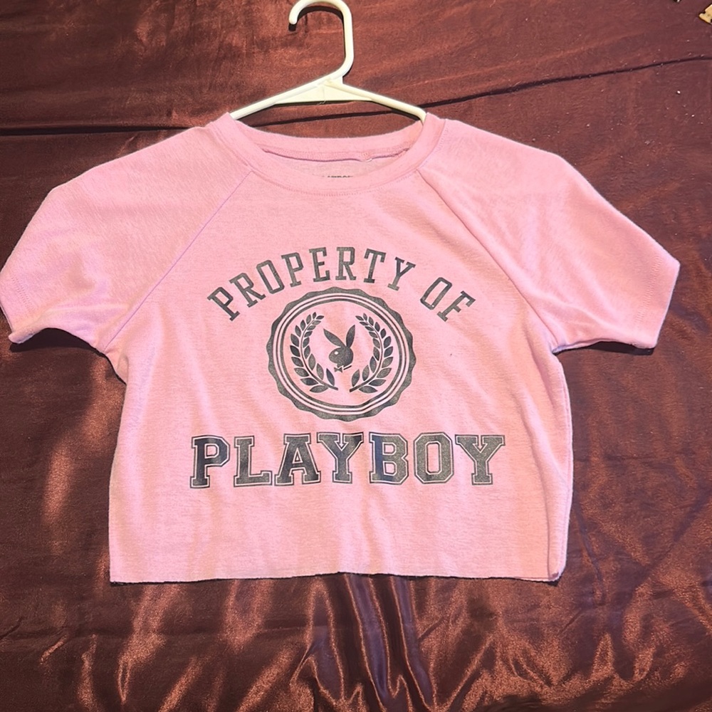 Pink playboy crop top - never worn
